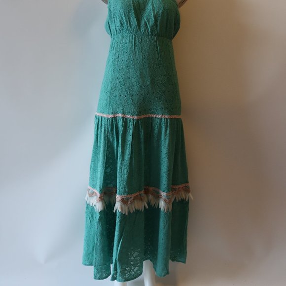 Elegant Teal Strapless Maxi Dress - Picture 3 of 12